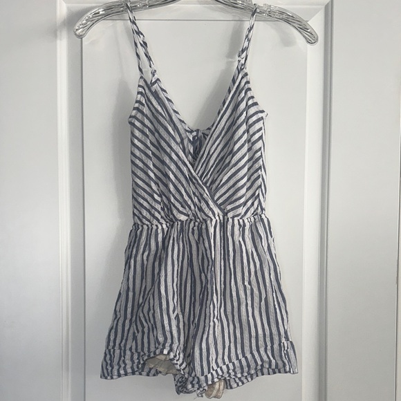 La Hearts Pants - La Hearts Blue & White Striped Wrap Romper